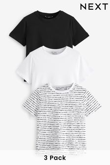 Black/White Crew Short Sleeve T-Shirts 3 Pack (N64642) | EGP1,155