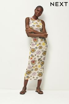 Estampado de flores prensadas - Vestido largo txturizado (N64665) | 40 €