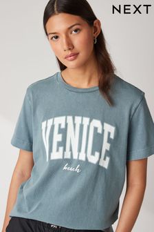 Blue Beach City Short Sleeve Crew Neck T-Shirt (N64667) | €22