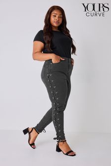 Yours Curve Black Side Lace Up AVA Jeans (N64682) | ₪ 171