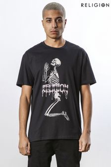 Religion Black Regular Fit Soft Cotton Graphic T-Shirt (N64942) | KRW81,100