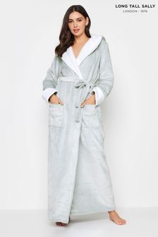 Long Tall Sally Contrast Waffle Trim Hooded Maxi Robe