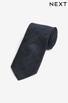 Темно-синий с узором "в елочку" - Стандартный крой - Шелковый галстук с геометрическим узором (N65042) | €21