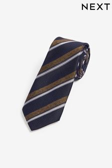 Marineblau/Neutralbraun gestreift - Regulär - Gemusterte Krawatte (N65043) | 18 €