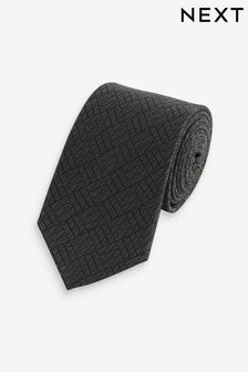 Черный/темно-зеленый - Стандартный крой - Шелковый галстук с геометрическим узором (N65053) | €27
