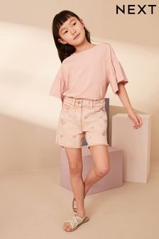 Embroidery Fray Shorts (3-16yrs)