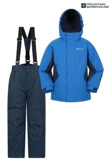 Mountain Warehouse Blue/Black Kids Fleece Lined Ski Jacket And Joggers Set (N65131) | KRW170,800