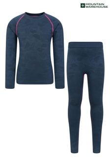 Mountain Warehouse Blue Active Seamless Kids Thermal Top & Pants Set (N65173) | €47