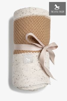 The Little Tailor Natural Knitted Stripe Baby Blanket (N65212) | $56