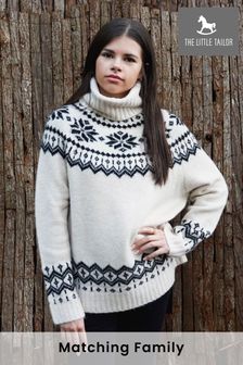 The Little Tailor Black Funnel Neck Fairisle Chunky Knitted Christmas Jumper