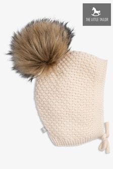 The Little Tailor Baby Natural Pom Pom Textured Knitted Hat