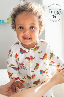 Frugi Weihnachtlicher Strampler mit Rotkehlchenmotiv (Teil der Familienkollektion) (N65298) | 15 €