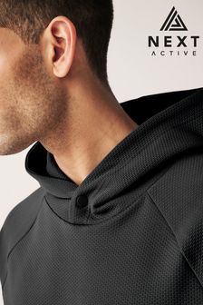 Czarny - Teksturowana bluza z kapturem Active (N65360) | 210 zł