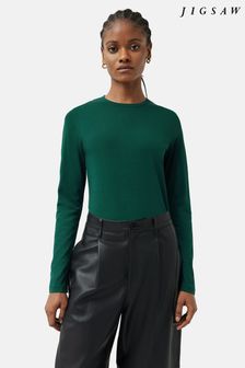 Jigsaw Green Supima Cotton Long Sleeve T-Shirt (N65443) | ₪ 171
