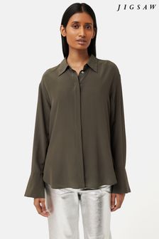 Jigsaw Green Silk Relaxed Shirt (N65447) | ₪ 779