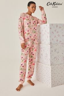 Cath Kidston Pink Floral Print Cotton Henley Pyjamas (N65500) | Kč1,390