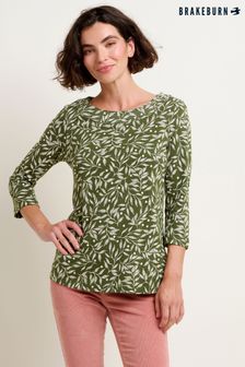 חולצת טי עם דוגמת עלים ושרוולי שלושת רבעי של Brakeburn דגם Orchard (N65531) | ‏176 ‏₪
