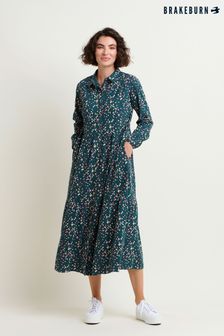 Brakeburn Blue Leopard Spot Midaxi Shirt Dress (N65600) | $111