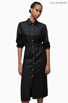 AllSaints Black Coated Denim Dress (N65794) | SGD 308