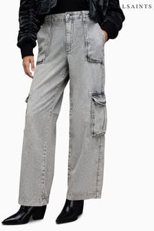 AllSaints Grey Frieda Straight Trousers (N65808) | OMR67