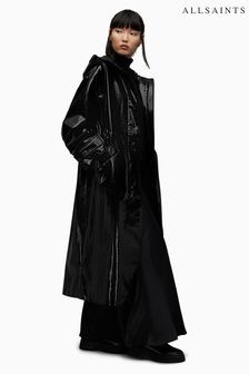 AllSaints Black Erna Trench Coat (N65813) | OMR175