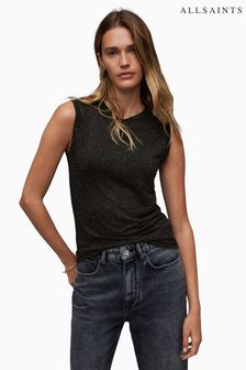 AllSaints Black Shimmer Imogen T-Shirt (N65823) | $60