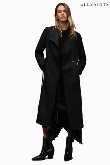 AllSaints Black Riley Coat (N65842) | OMR181