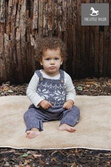The Little Tailor Baby Grey Knitted Fairisle Dungaree