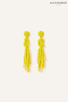 Accessorize Yellow Statement Beaded Tassel Earrings (N65904) | 12 €