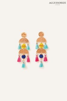 Accessorize Natural Bead and Tassel Long Earrings (N65905) | €19