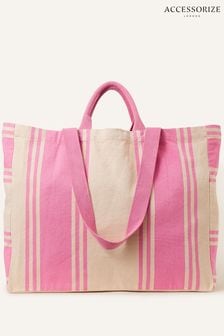 Розовая сумка-шоппер в полоску Accessorize (N65906) | €19