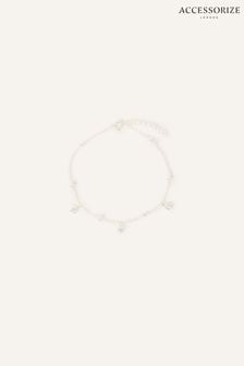 Accessorize White Sterling Silver Ball and Sparkle Necklace (N65915) | LEI 107