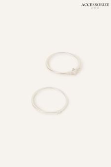 Accessorize White Sterling Silver Sparkle Stacking Rings Set of 2 (N65918) | LEI 119