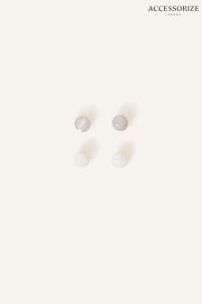 Accessorize Cream 14 ct plaqué or avec clous d’oreilles en perles 2 ensembles (N65936) | €19