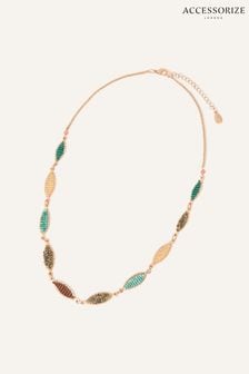 Accessorize Green Beaded Leaf Collar Necklace (N65943) | €8.50