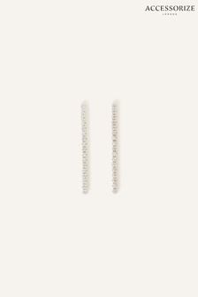 Accessorize Sterling Silver Pave Long Line Drop Earrings (N65961) | 28 €