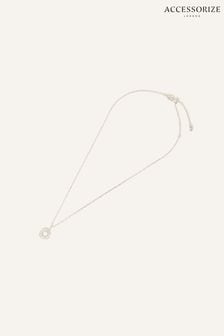 Accessorize Sterling Silver-Plated Circle Pendant White Necklace (N65976) | €25