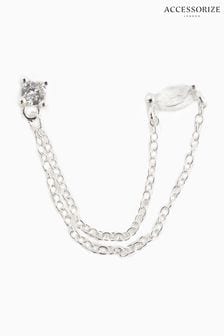 Accessorize White Sterling Silver Sparkle Chain Earrings (N65991) | LEI 119