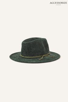 Accessorize Green Chenille Packable Fedora Hat (N65996) | AED95
