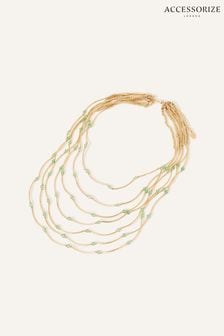 Accessorize Green Layered Facet Bead Necklace (N66013) | LEI 131