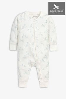 Pijama întreagă din bumbac moale cu fermoar frontal The Little Tailor Bebeluși Cream (N66123) | 125 LEI