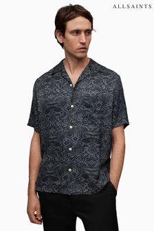 AllSaints Black Blocko Short Sleeve Shirt (N66135) | 589 QAR