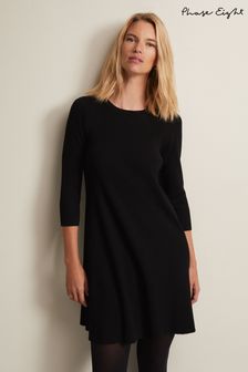 Phase Eight Black Ribbed Evelyn Mini Dress (N66182) | $242
