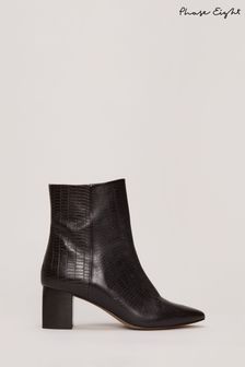 Phase Eight Brown Leather Croc Effect Print Ankle Boots (N66195) | 213 €