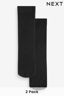 Black Thermal Knee High Socks 2 Pack (N66254) | OMR5