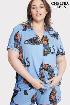 Chelsea Peers Blue Curve Maternity Lotus Tiger Print Short Pyjama Set (N66340) | NT$1,490
