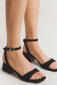 Simply Be Black Regular/Wide Fit Barely There on Low Block Heels (N66367) | €42