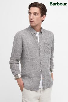 Barbour® Grey Linton Linen Long Sleeve Shirt (N66465) | 629 QAR