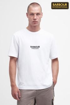 לבן - Barbour® International Oversize Simons Logo T-shirt (N66471) | ‏176 ‏₪