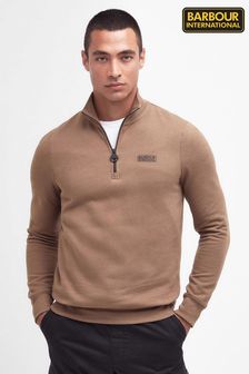 Barbour® International Brown Essential Half Zip Sweater (N66502) | $198